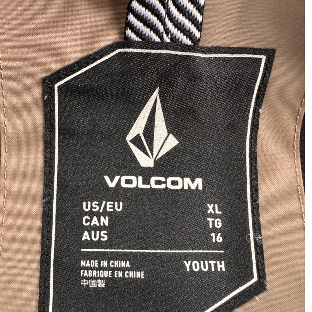 Volcom Barkley Bib Snow Pants Youth XL Tan Excellent Ski Snowboard Overalls - Picture 10 of 12